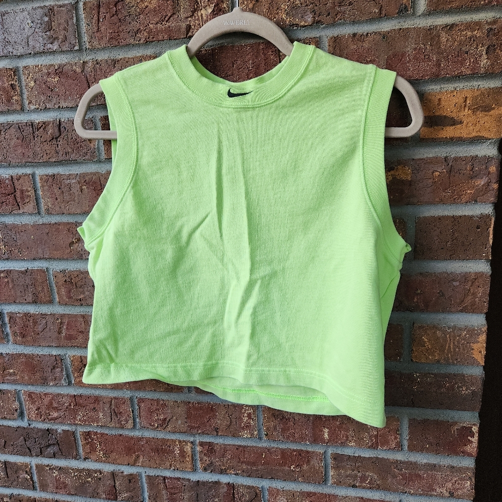 Nike Sportswear Washed Mock Neck Top- Ghost Green